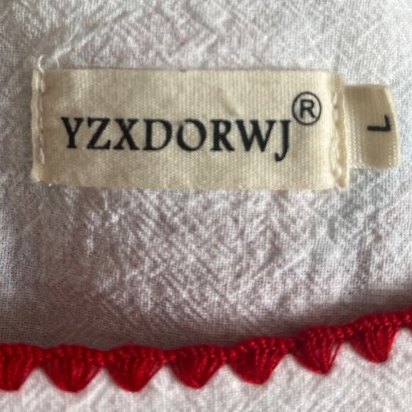 Boho Bell Sleeve Embroidered Tunic Top Pink Blue Multi Women’s Size Large - Picture 11 of 12